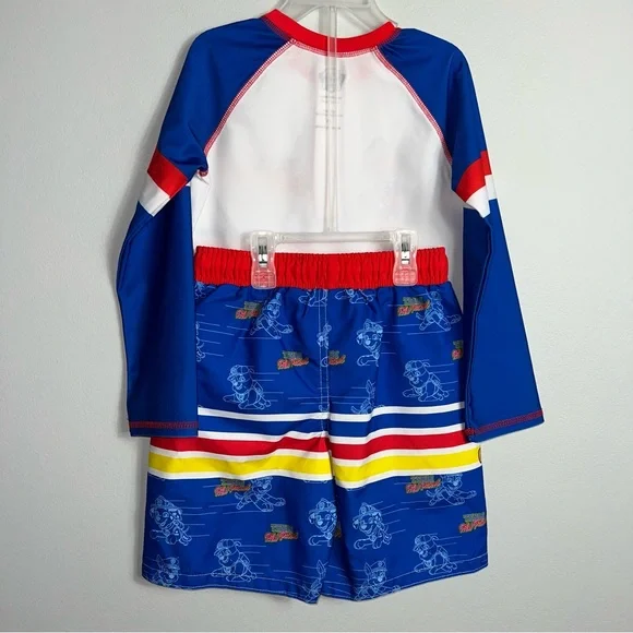 Paw Patrol Blue and White Rashguard Swim Set Boys 5T Trunks NWOT - Picture 2 of 8